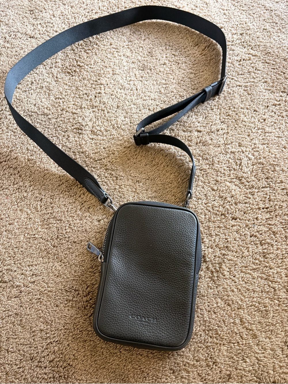 Coach Black Pebbled Leather Messenger Crossbody - Picture 2 of 3
